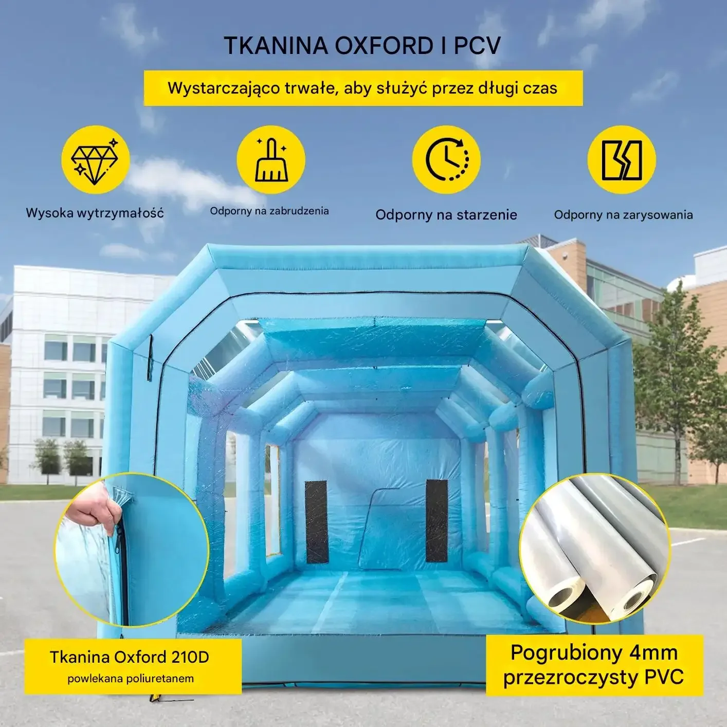 Dmuchana kabina lakiernicza 12x5m z wentylatorami i filtrem do auta - obrazek 3