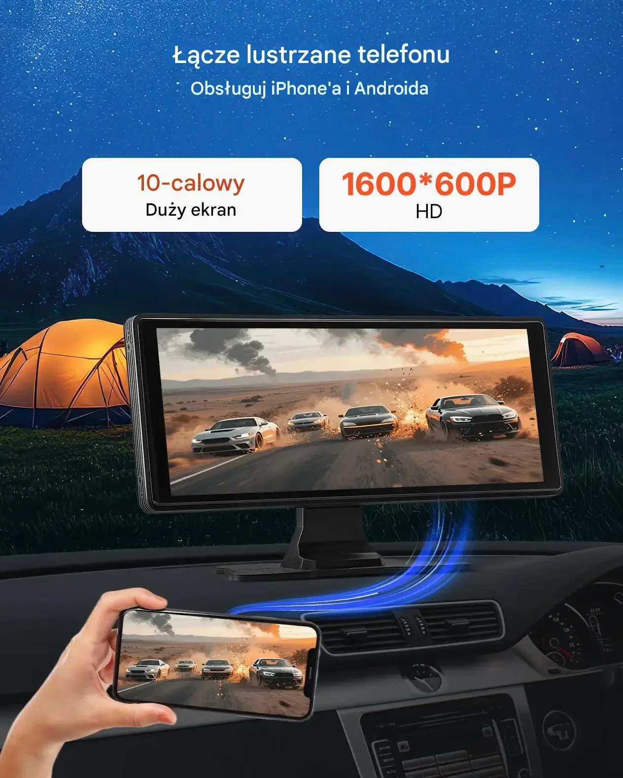 Ekran samochodowy 10'' CarPlay Radio Android Auto BT GPS kamery - obrazek 6