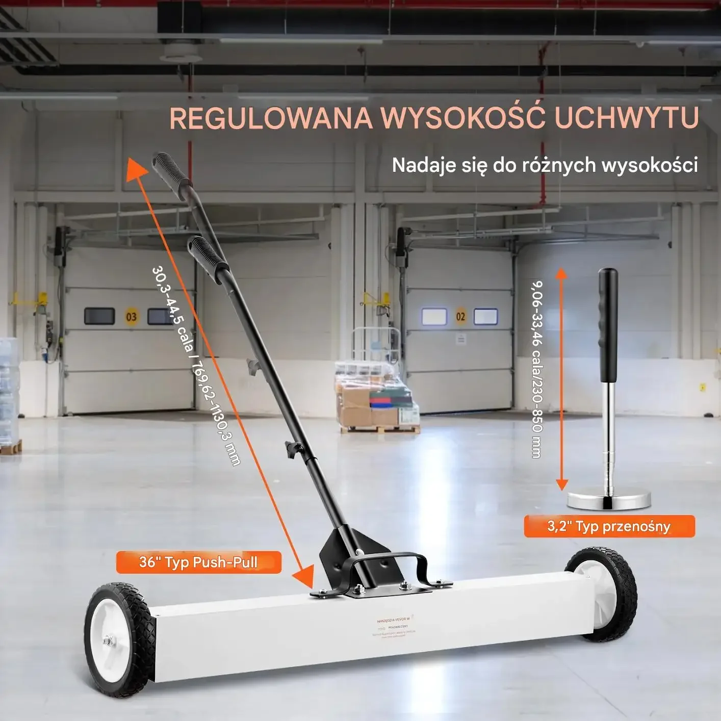 Zamiatarka magnetyczna 91cm na kółkach teleskopowa warsztat - obrazek 4
