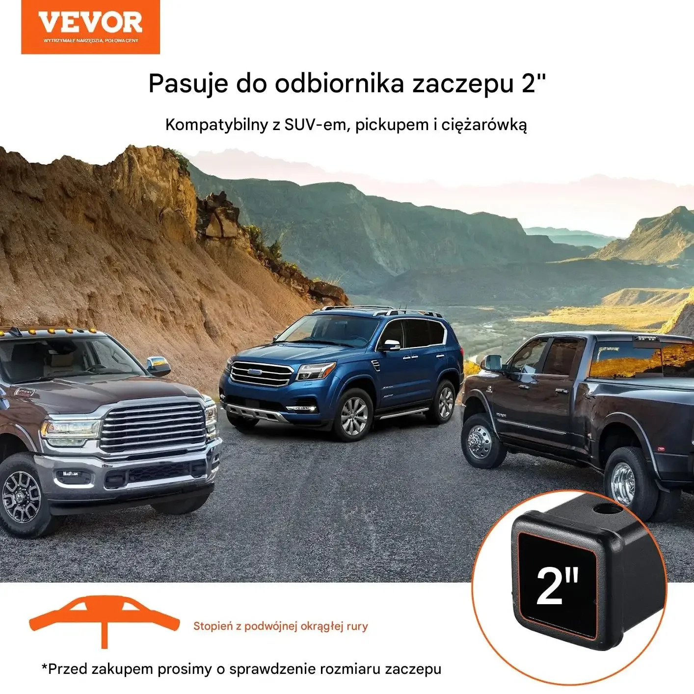 Stopień haka holowniczego 50 mm stal 159 kg z blokadą do SUV - obrazek 2