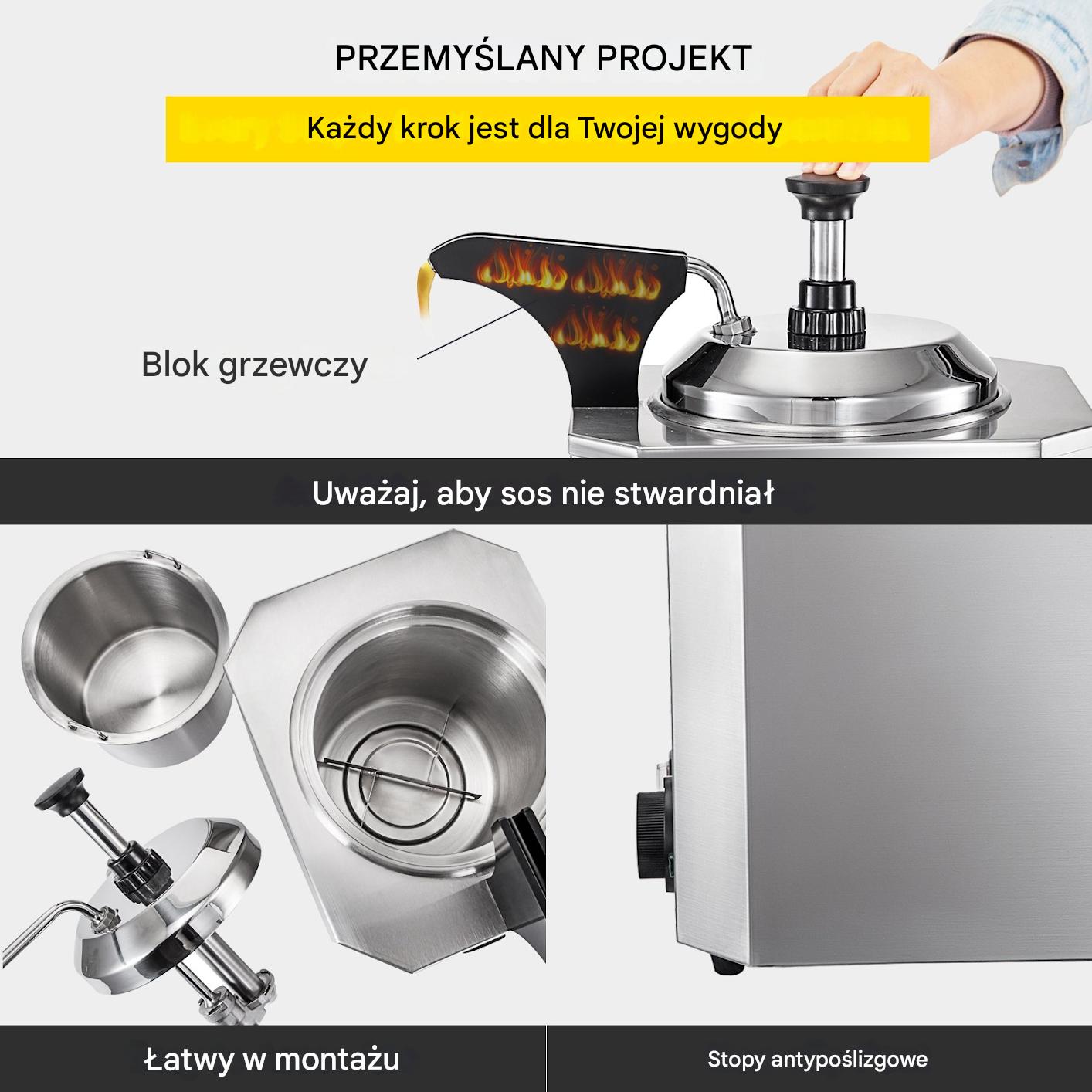 Elektryczny podgrzewacz do czekolady sera z pompką 2,5 L 650W - obrazek 6
