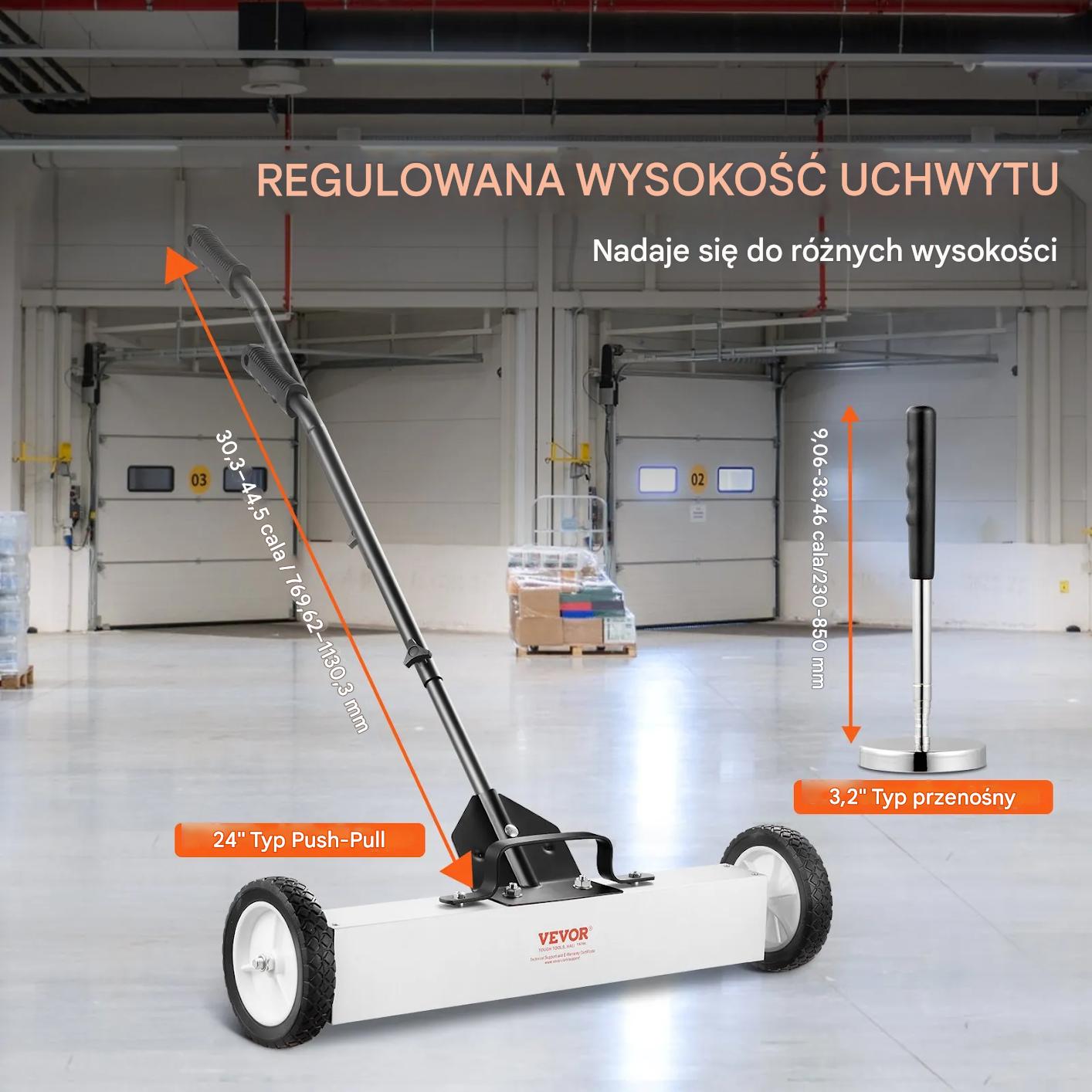 Zamiatarka magnetyczna 61cm na kółkach teleskopowa do śrub - obrazek 4