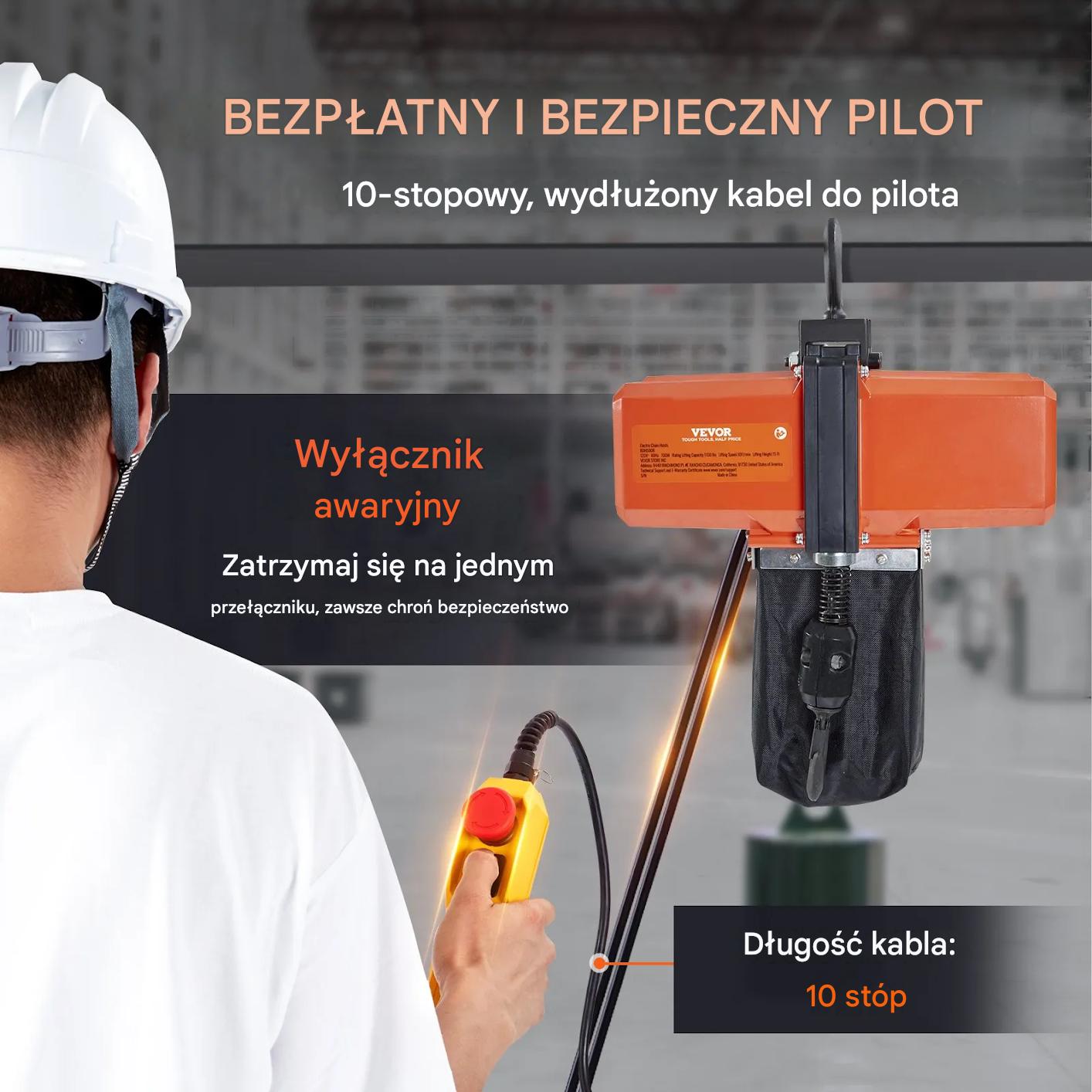 Wciągnik łańcuchowy elektryczny 500kg 4,5m jednofazowy do warsztatu - obrazek 5