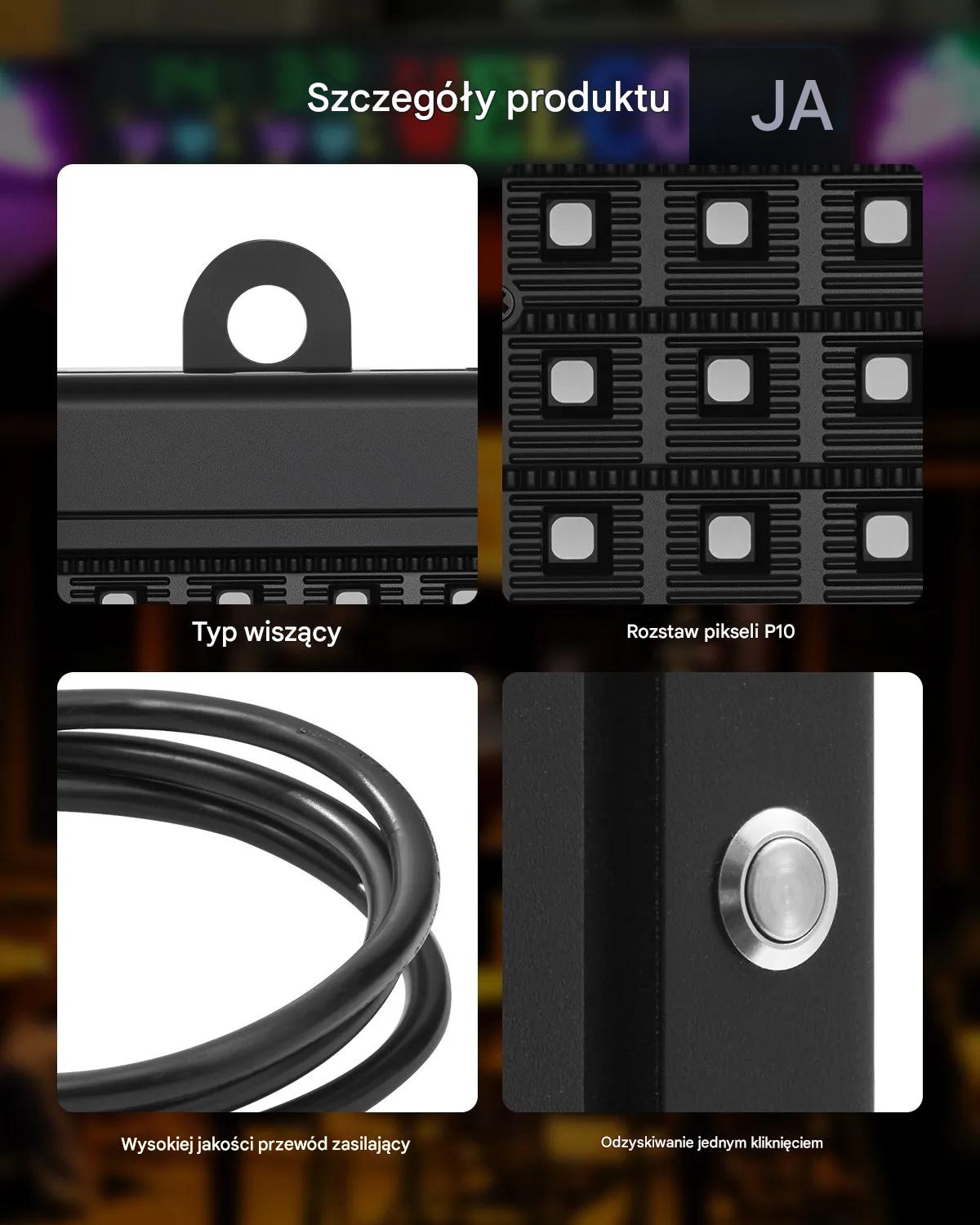 Tablica LED programowalna RGB 132x20cm cm Bluetooth tekst GIF reklama sklep - obrazek 5