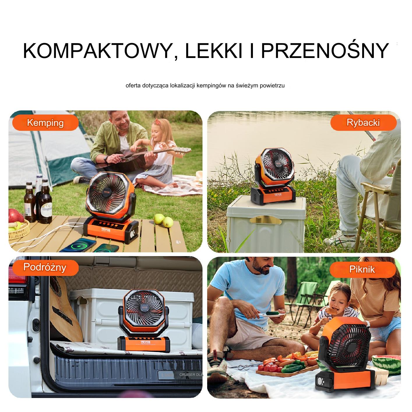 Przenośny Wentylator z Akumulatorem 228 mm - obrazek 5