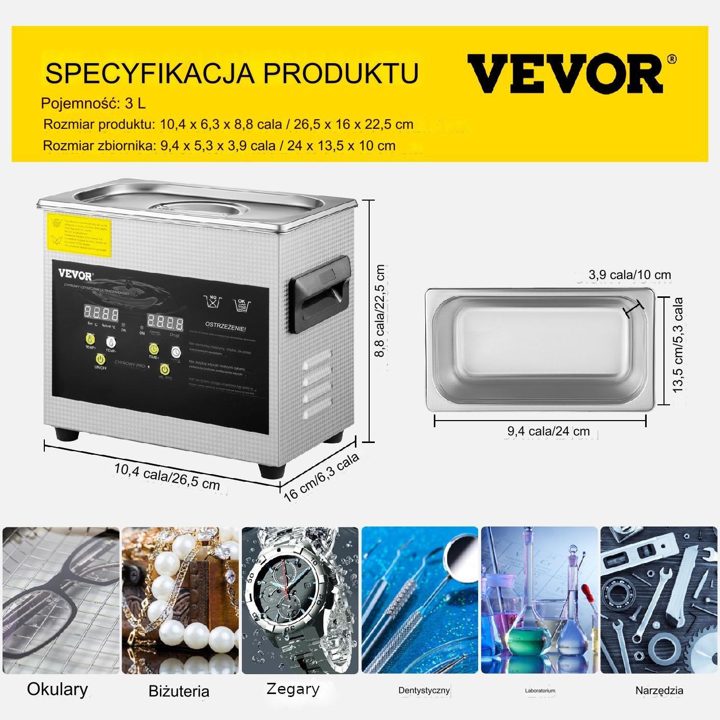 Myjka Ultradźwiękowa Przenośna 360 W 15L - obrazek 2