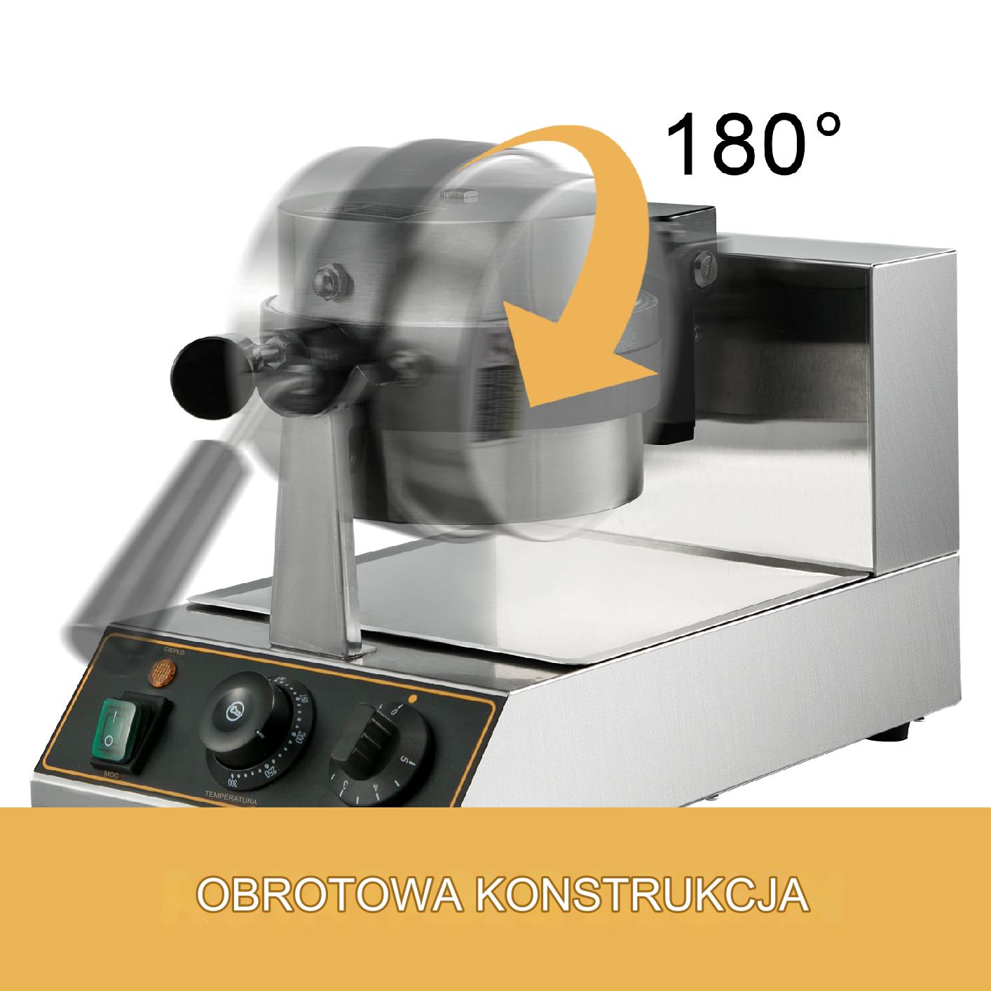 Gastronomiczna gofrownica elektryczna obrotowa okrągła 1100W - obrazek 5