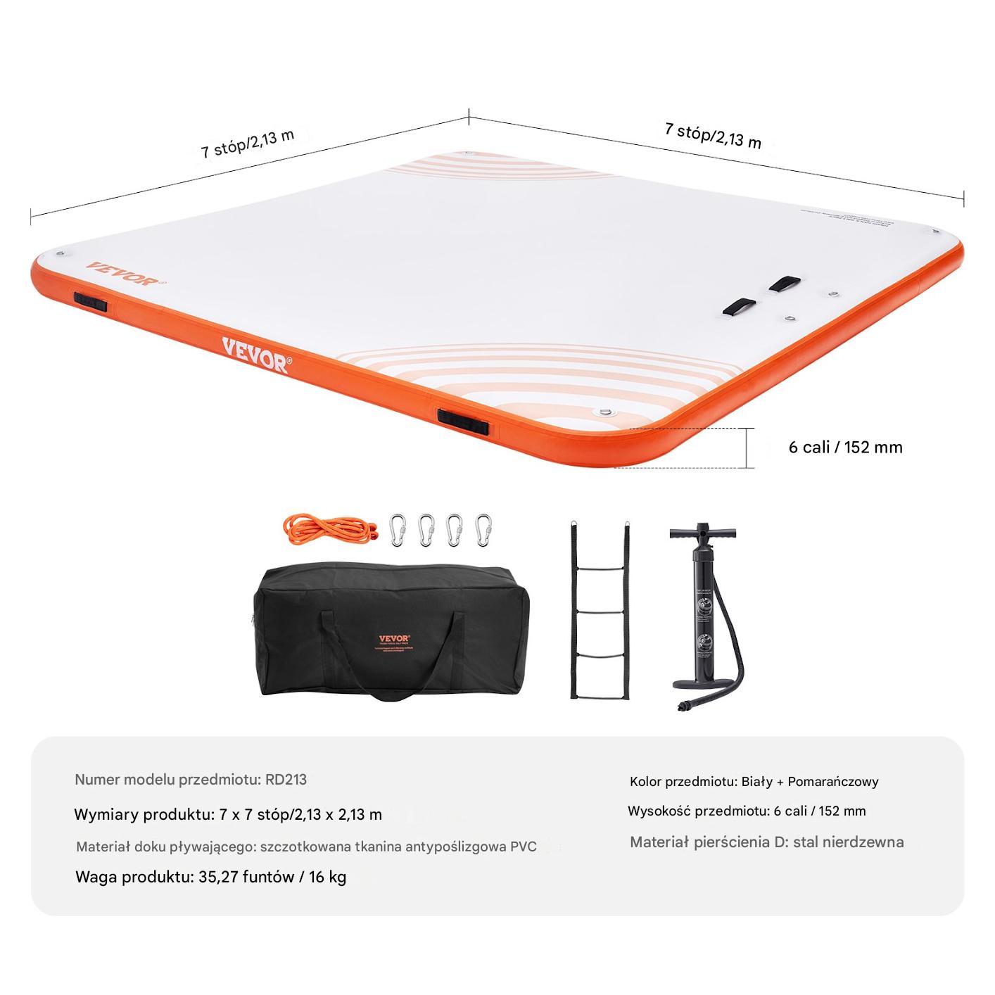 Platforma Pływająca Wodna Dmuchany Materac 2,13 x 2,13 m - obrazek 2