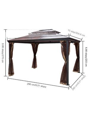 Pawilon ogrodowy twardy dach altana pergola premium 290x290x270cm - obrazek 2