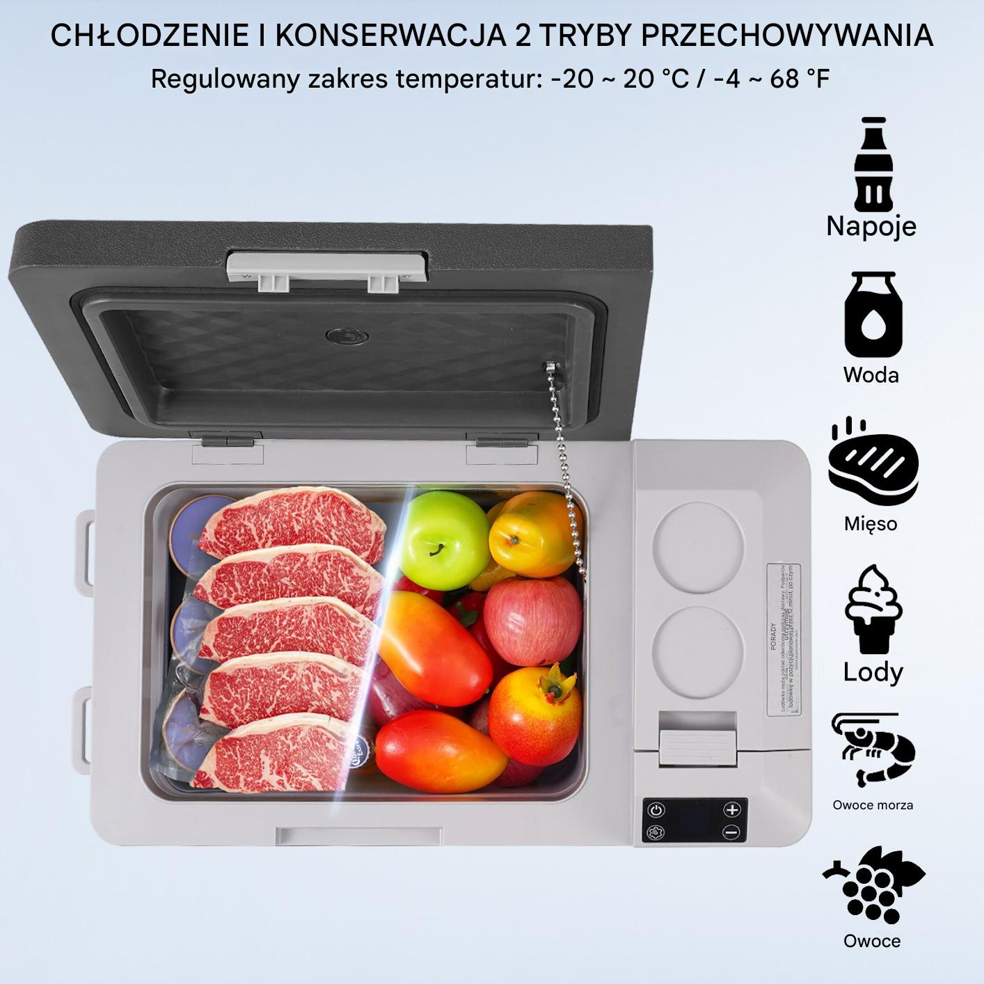 Przenośna lodówka samochodowa 25L z funkcją wytwarzania lodu 60 W - obrazek 3
