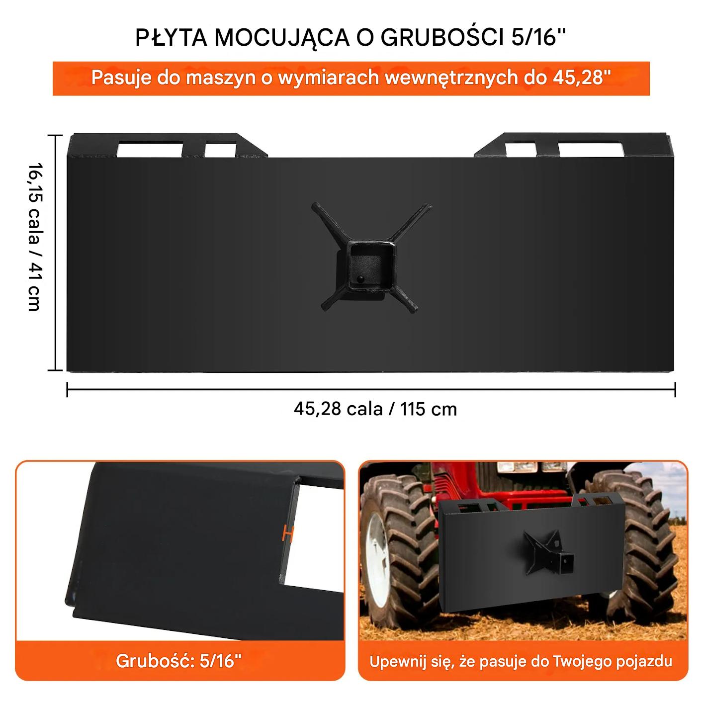 Płyta montażowa ładowarka traktor 115 cm 26kg do łyżek i wideł - obrazek 4