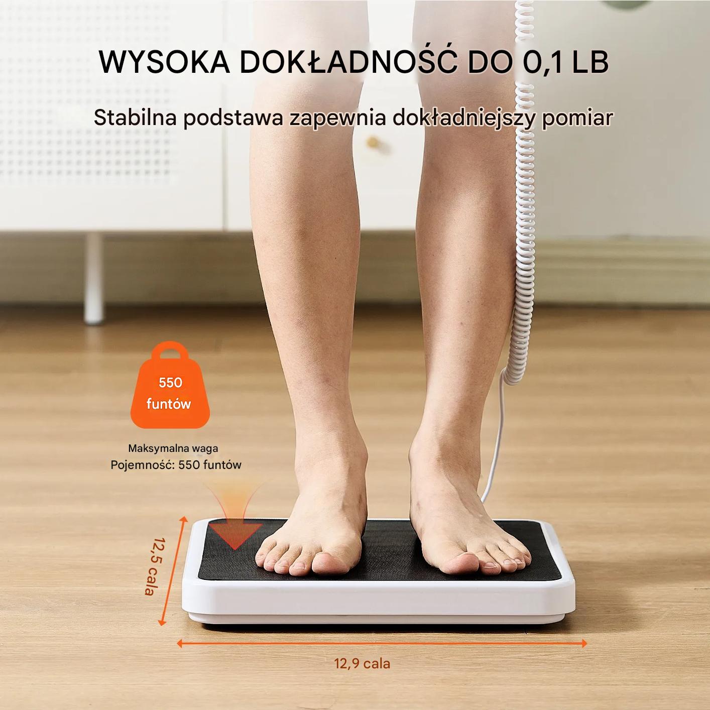 Waga medyczna cyfrowa 250kg antypoślizgowa hold/tare do domu i gabinetu - obrazek 7
