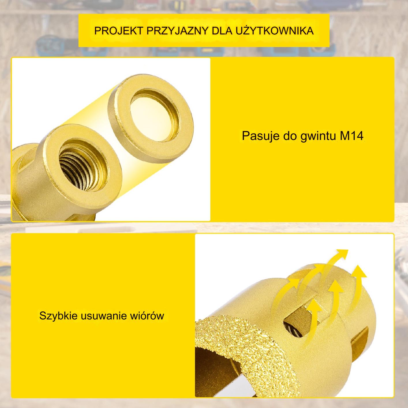 Wiertła diamentowe 6szt 20-68mm do płytek i marmuru – komplet do wiercenia - obrazek 7