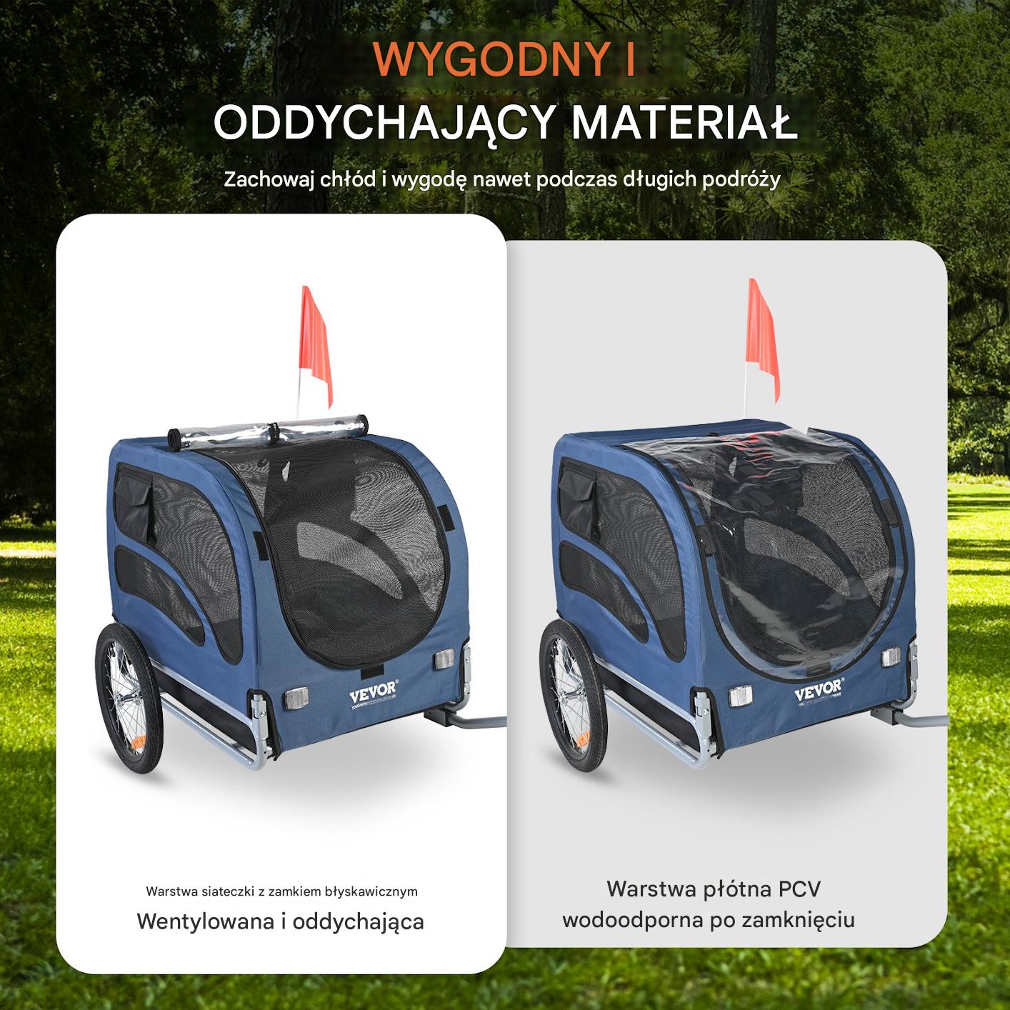 Przyczepka rowerowa dla psa do przewozu transporter do 45 kg - obrazek 7
