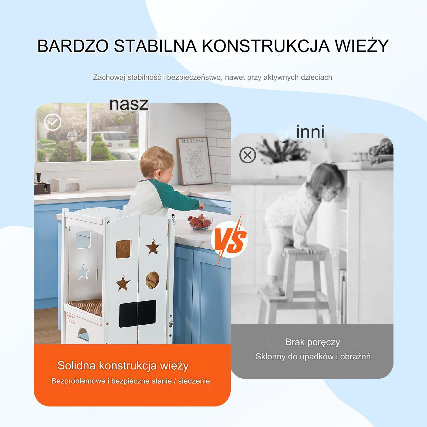 POMOCNIK KUCHENNY PODEST STOŁEK DZIECIĘCY BIAŁY - obrazek 5