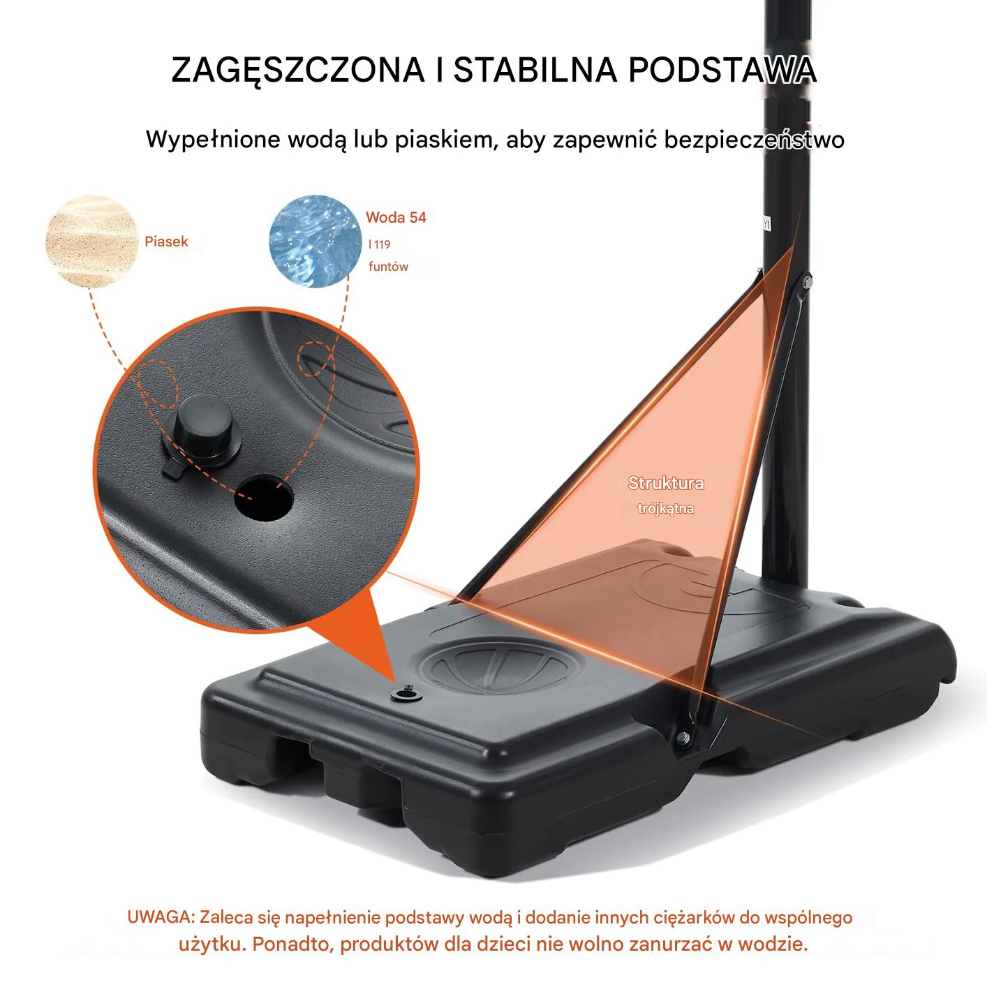 Kosz do koszykówki 122-305 cm regulowany przenośny dla dzieci i dorosłych - obrazek 3