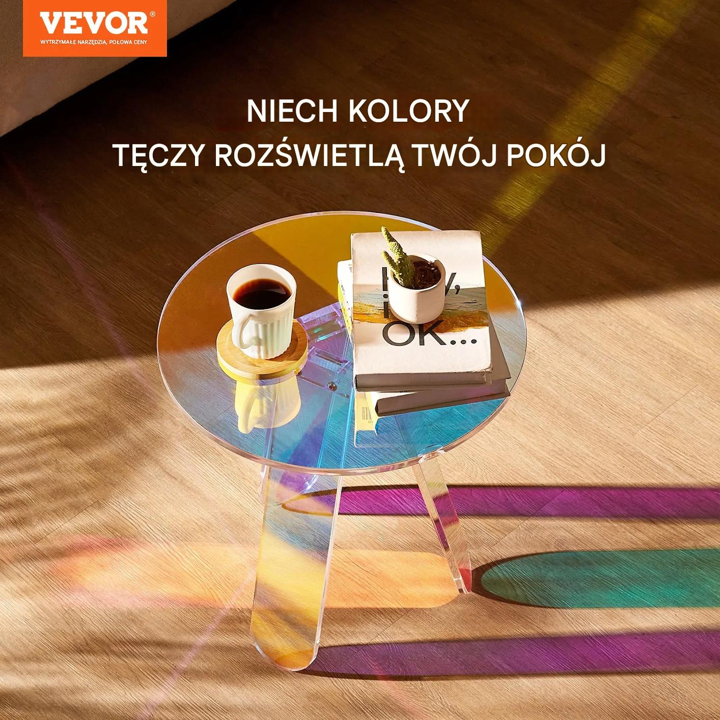 Stolik kawowy okrągły akrylowy składany kolorowy - obrazek 5