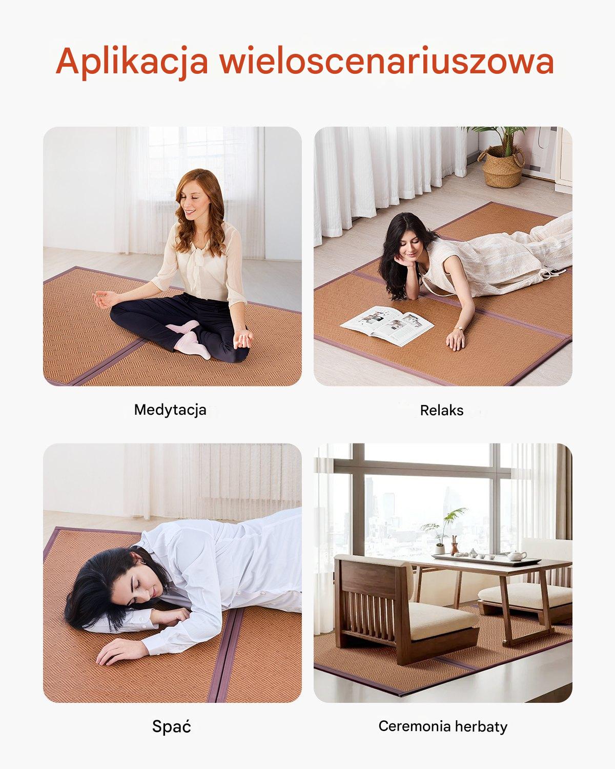 Materac Tatami Japoński Składany z Naturalnej Rattanu – 2032 x 1397 x 13 mm - obrazek 7