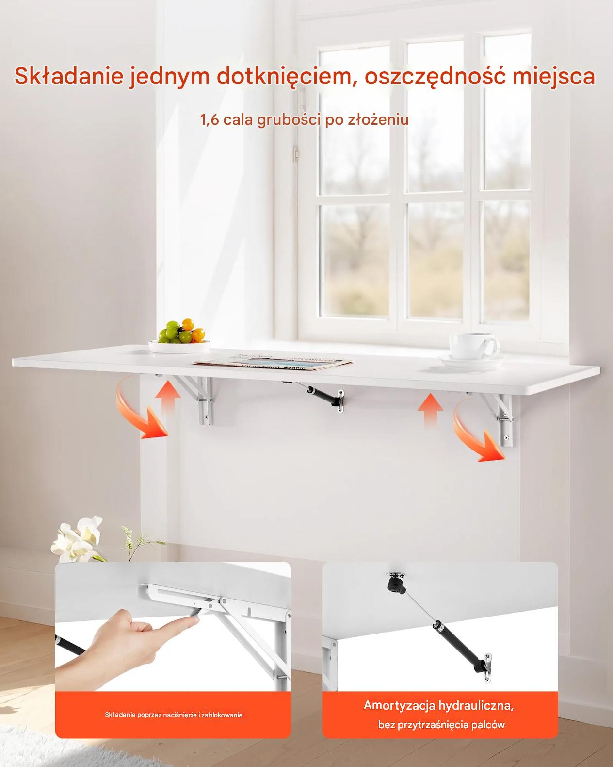 Stół ścienny Stolik składany Biurko składane wiszące 110 x 46 cm - obrazek 6