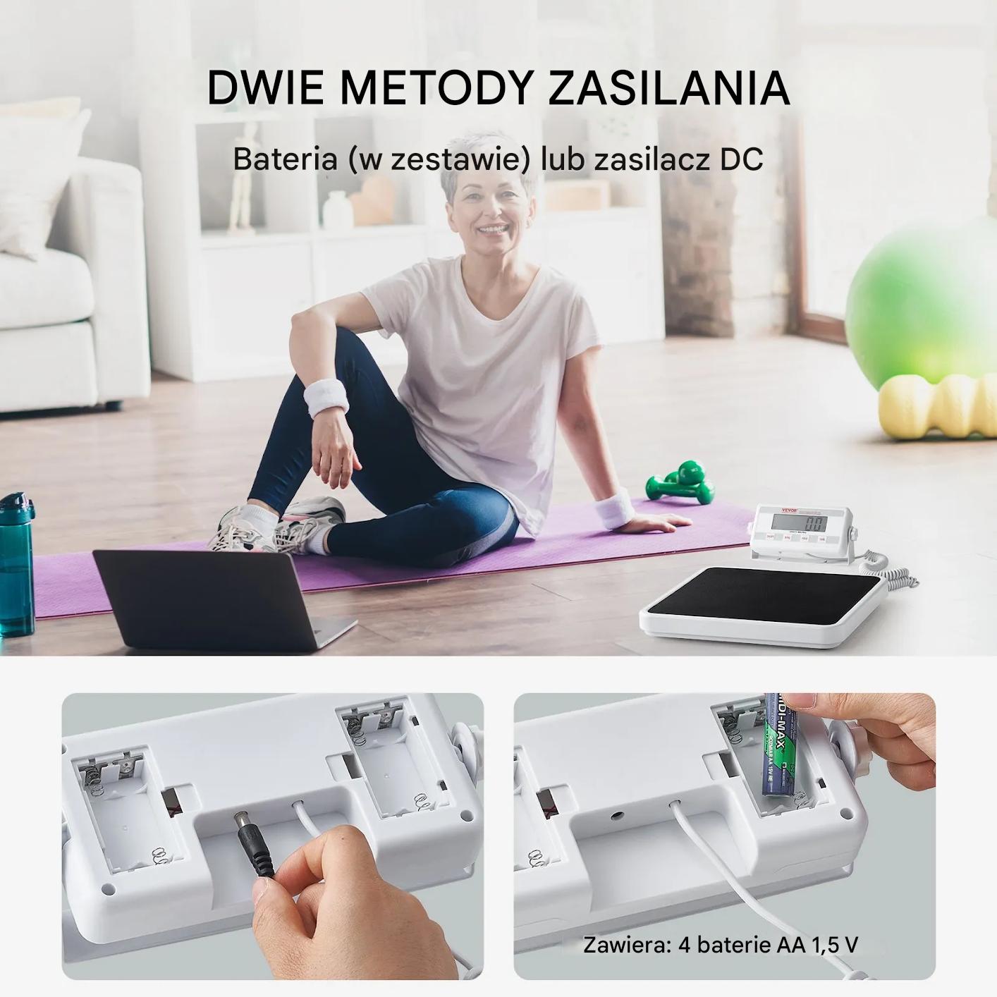 Waga medyczna cyfrowa 250kg antypoślizgowa hold/tare do domu i gabinetu - obrazek 3