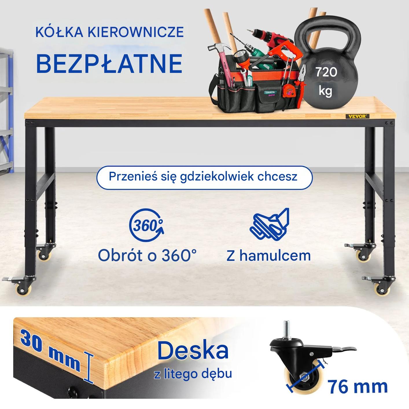 Stół roboczy warsztatowy garażowy narzędziowy 155x51x105 cm - obrazek 6