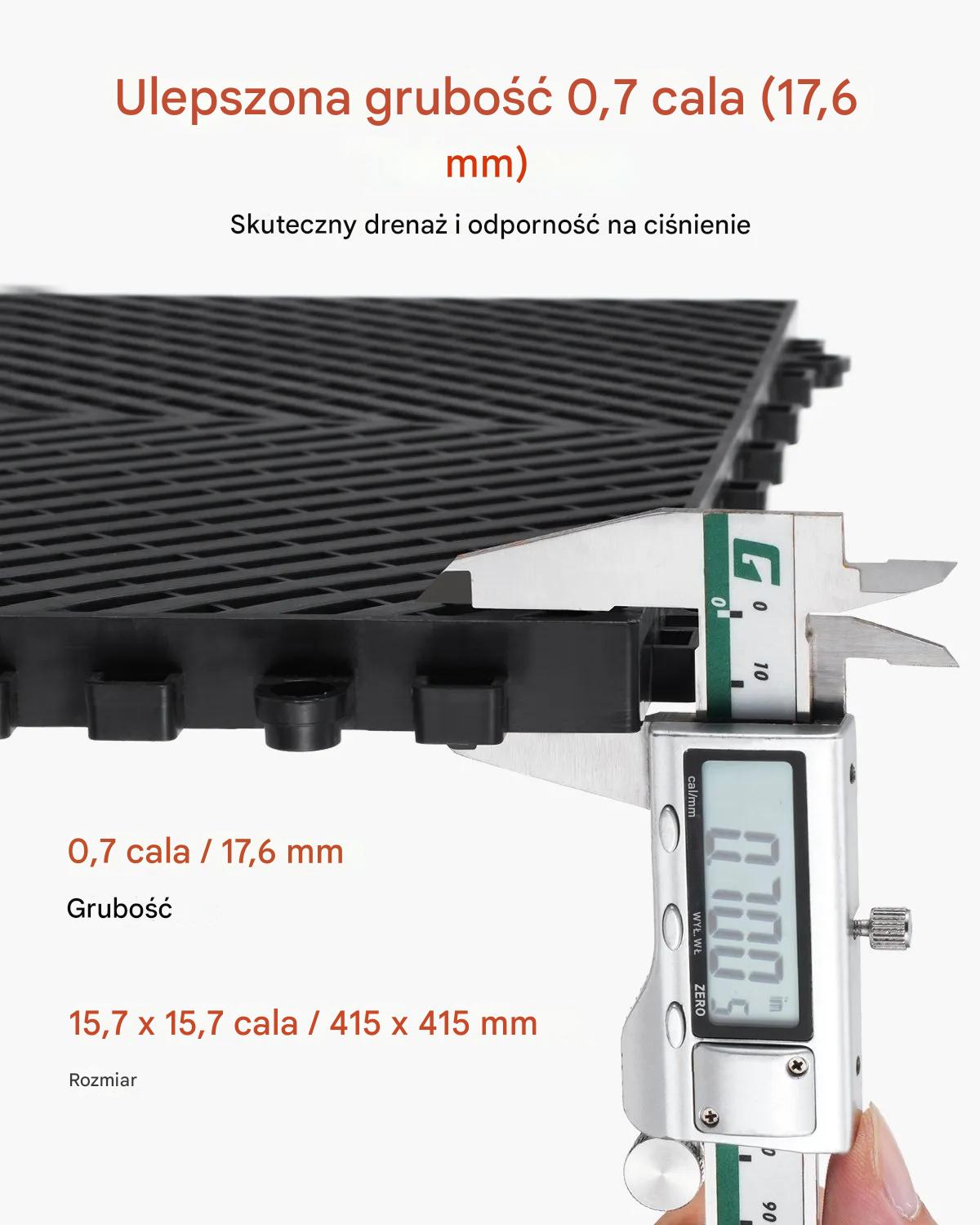Mata drenażowa modułowa 41x41cm antypoślizgowa PP 24szt garaż ogród czarna - obrazek 4