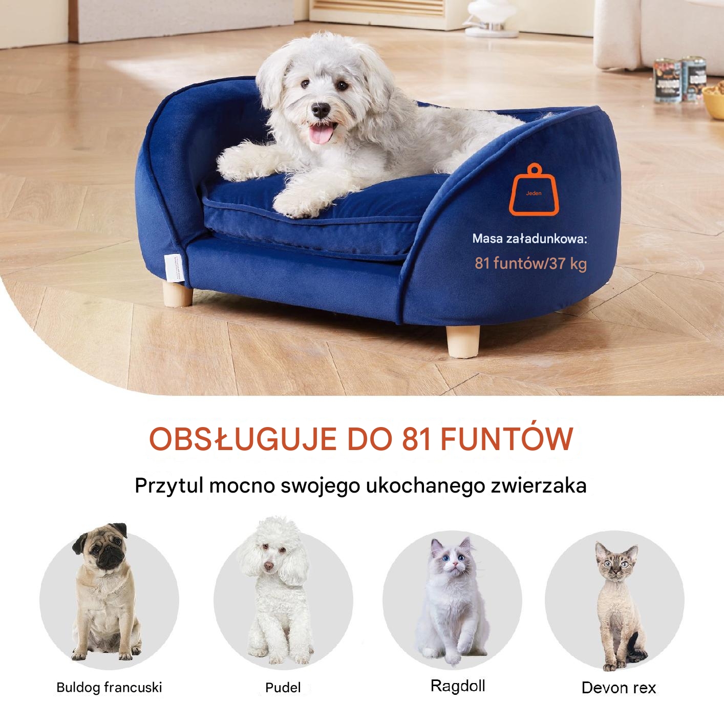 Sofa Kanapa dla Psów i Kotów Niebieska - obrazek 7