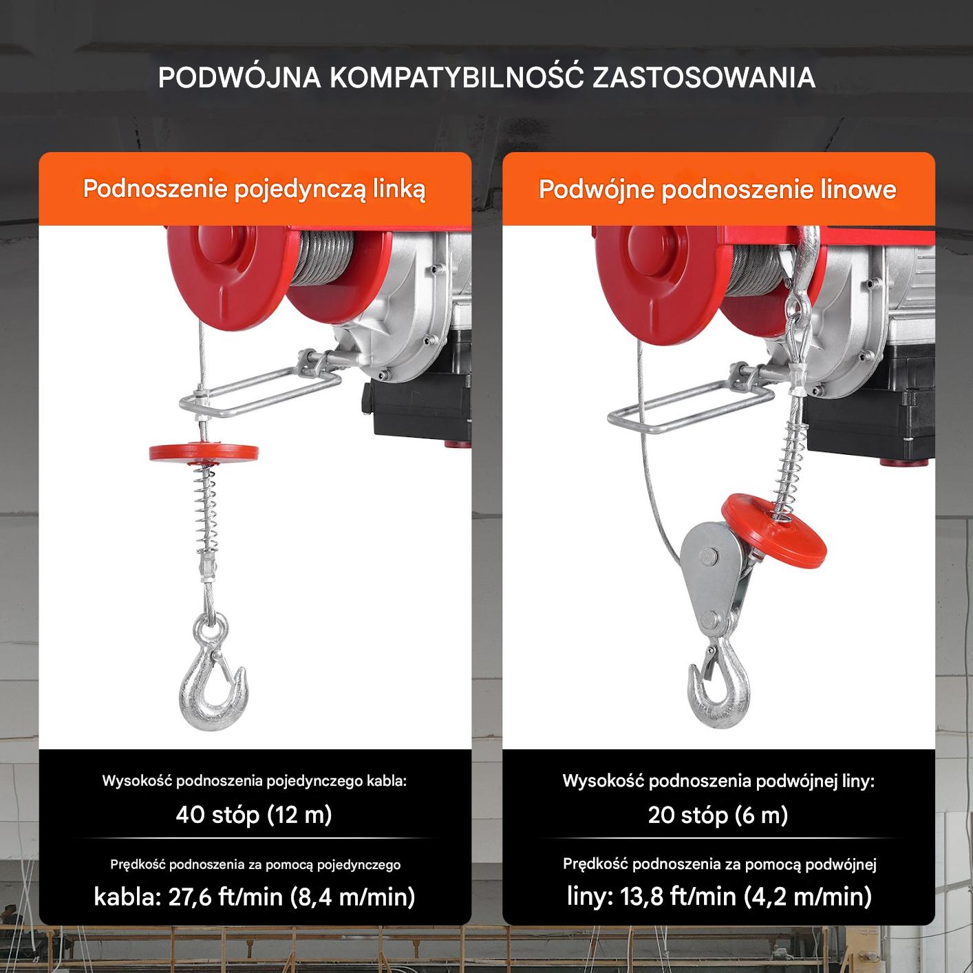 Wciągarka Wyciągarka Linowa Elektryczna Suwnica Udźwig 600 kg Bezprzewodowa - obrazek 3