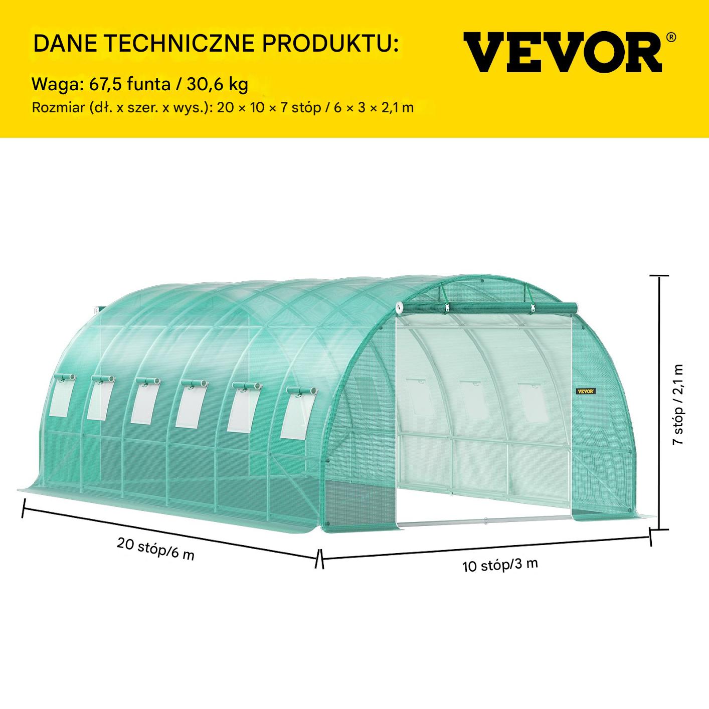 Tunel foliowy ogrodowy szklarnia 18,3 m2 6x3x2,1 m - obrazek 2
