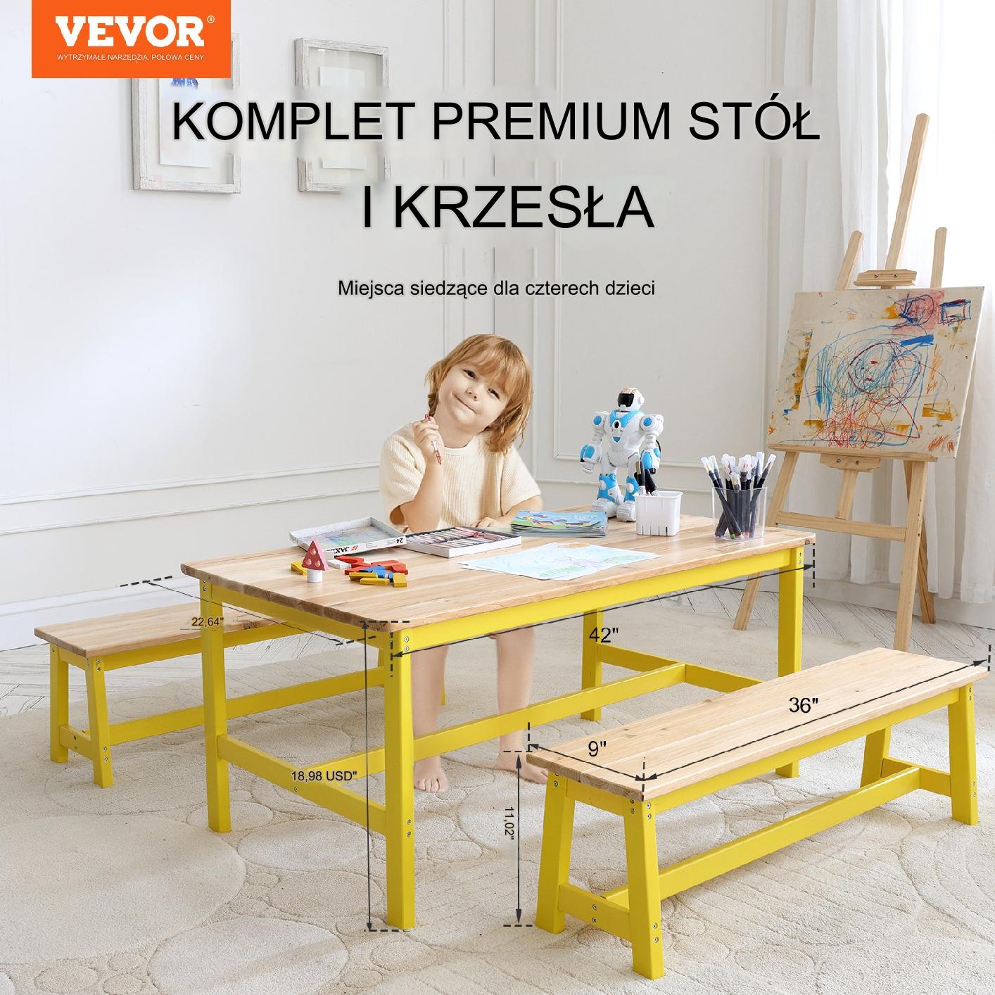 Zestaw Mebli dla Dzieci Stolik i 2 Ławeczki - obrazek 7