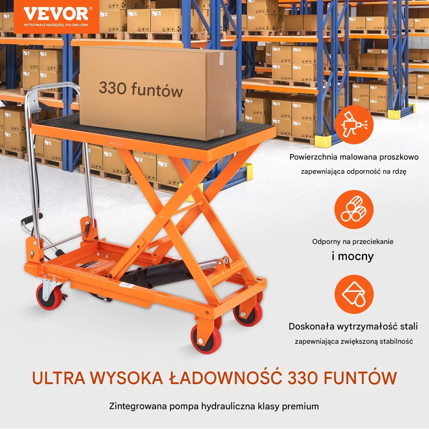 Stół podnośny hydrauliczny nożycowy 150 kg 72 cm magazyn transport - obrazek 3
