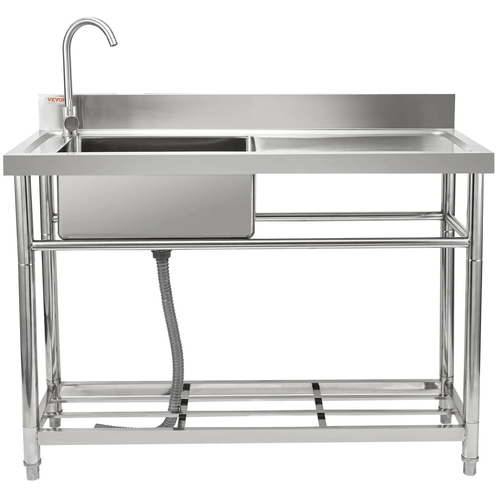 Zlewozmywak zlew stojący nierdzewny 120x50x95 cm blat roboczy gastronomia - obrazek 8