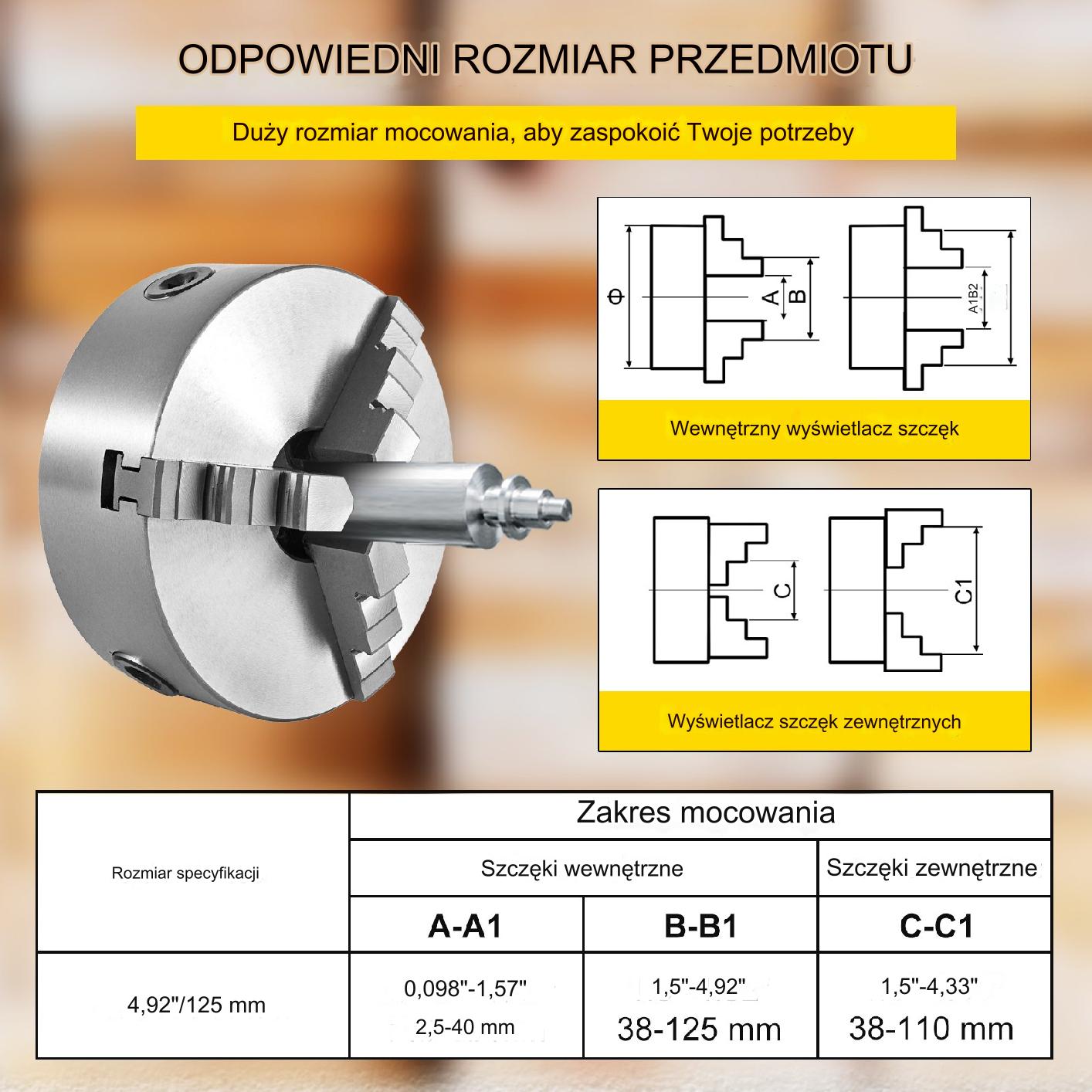 3-Szczękowy Uchwyt Tokarski do Metalu - obrazek 5