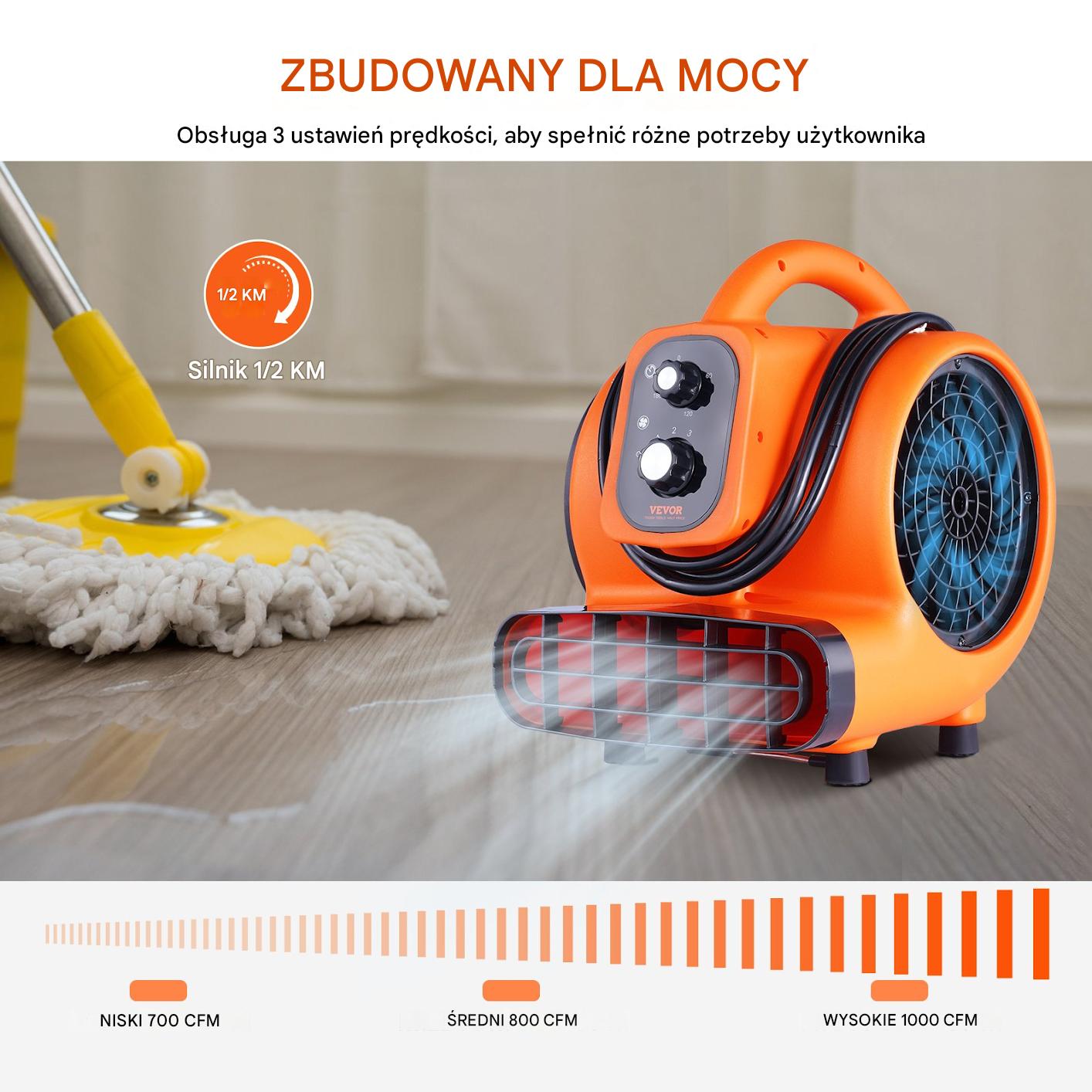 Wentylator podłogowy dmuchawa 1699 m3/h 1360obr – 3 prędkości - obrazek 3