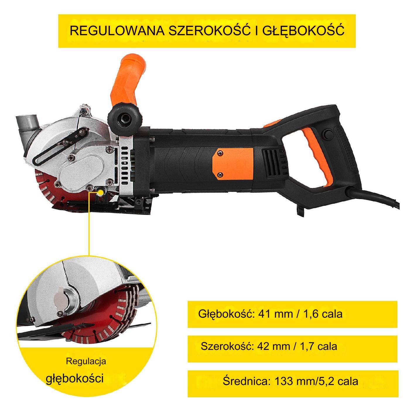 Bruzdownica maszyna bruzdowania beton 4800 W 133 mm laser czarna mocna BHP - obrazek 7