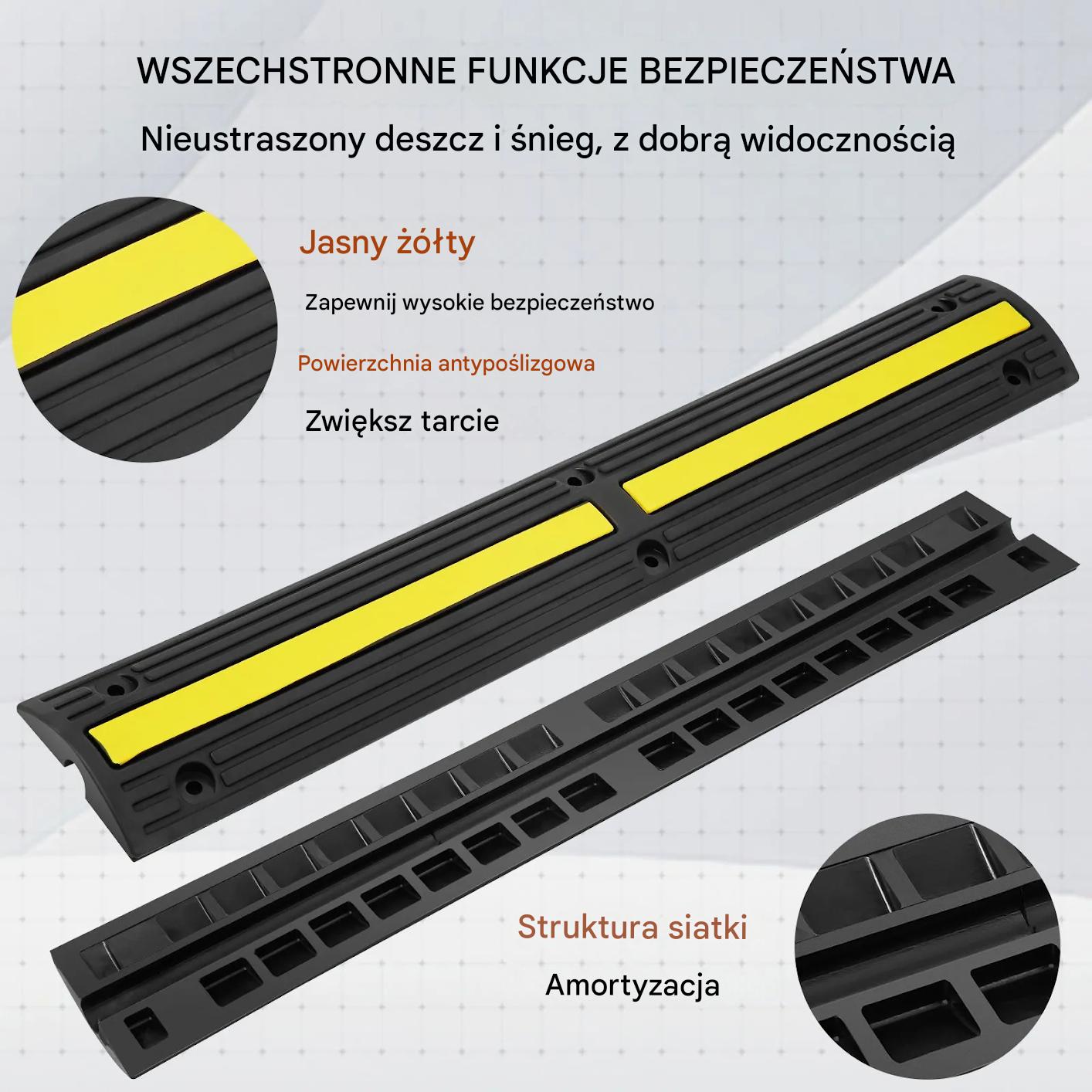 Listwa przejazdowa do kabli 100cm 4szt gumowa 8t ochrona przewody garaż - obrazek 4