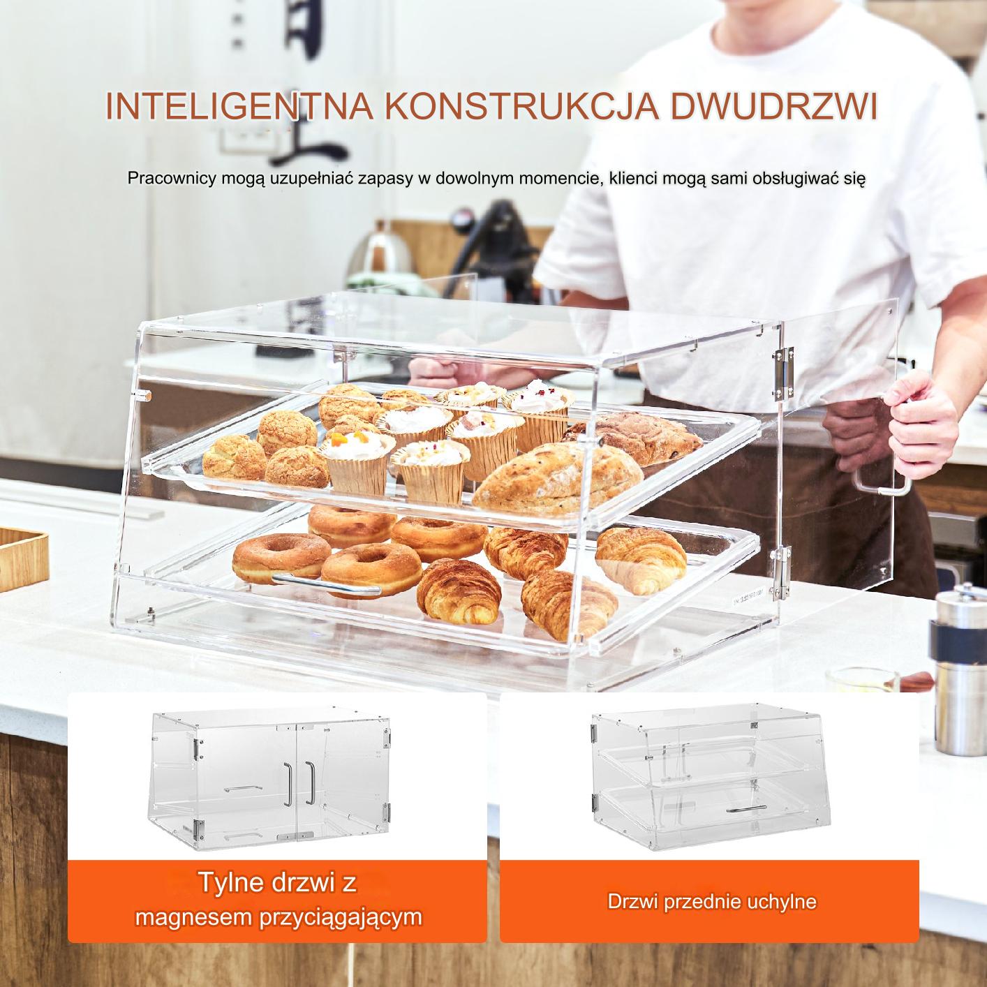 Witryna bufetowa ekspozycyjna 2 poziomy 55,8 x 35,6 x 35,6 cm ciasta - obrazek 5