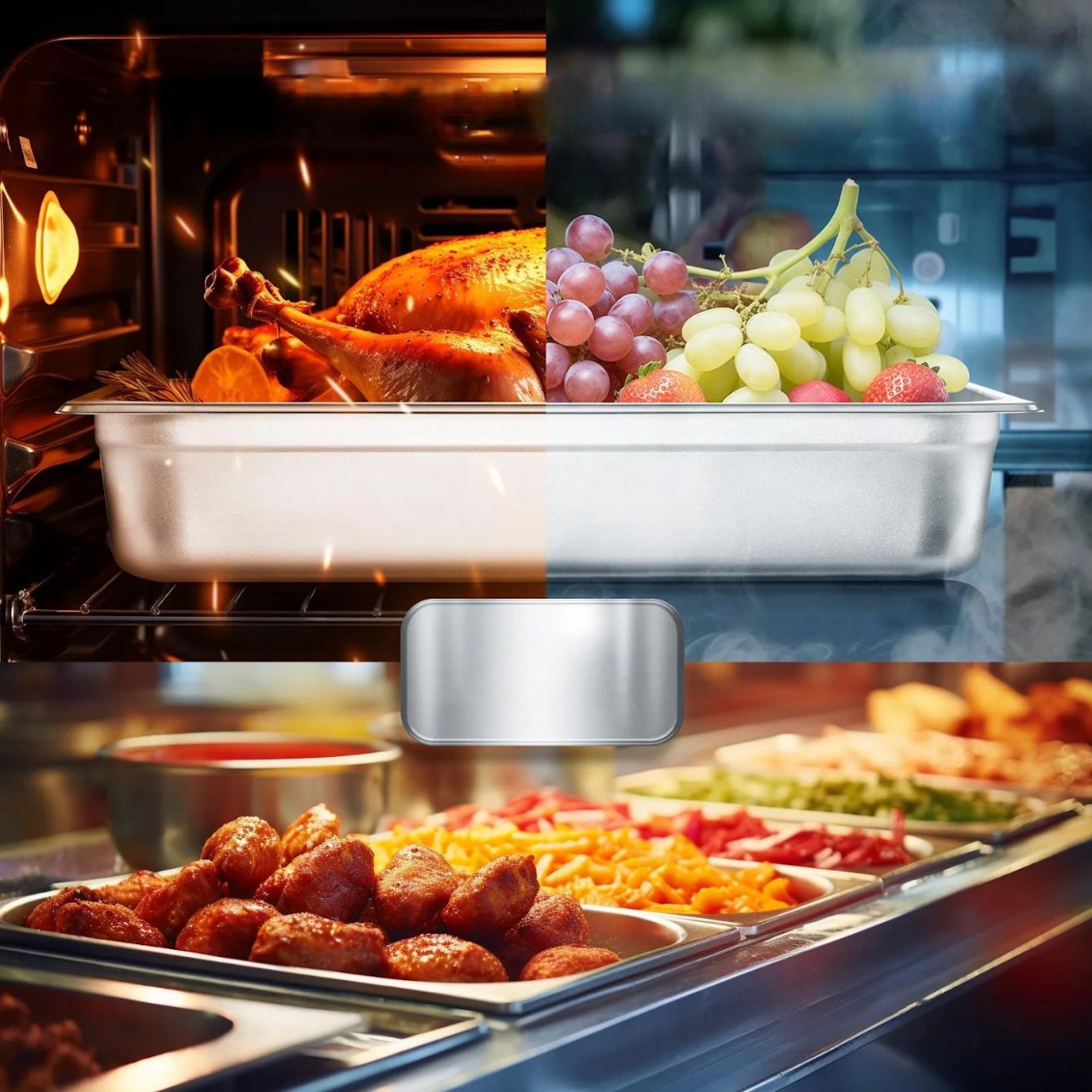 Pojemniki gastronomiczne GN 4 szt. stal nierdzewna z pokrywą catering - obrazek 2