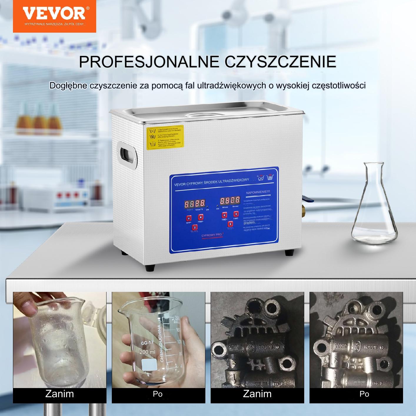 Myjka Ultradźwiękowa Przenośna Sterylizator + Timer 6L 180W - obrazek 7