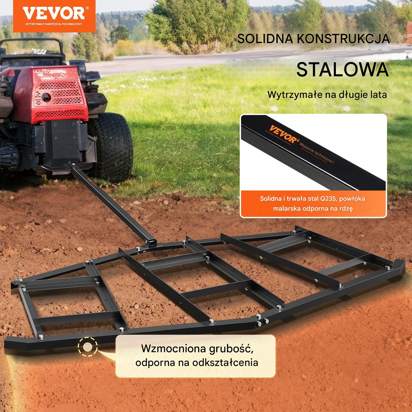 Równiarka ogrodowa do ziemi niwelator terenu do traktorka kosiarki 220 cm - obrazek 7