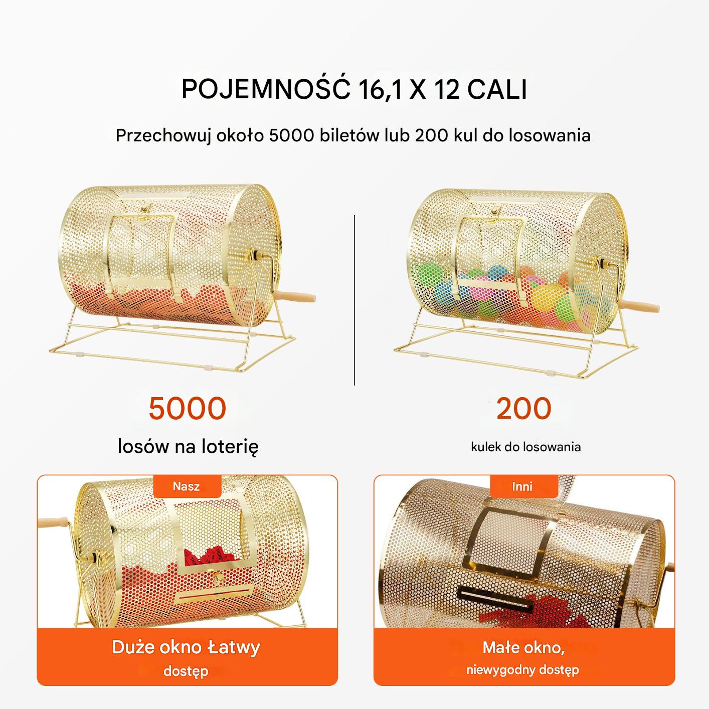 Bęben do losowania 41x30cm metalowy na 5000 losów bingo konkurs event - obrazek 3