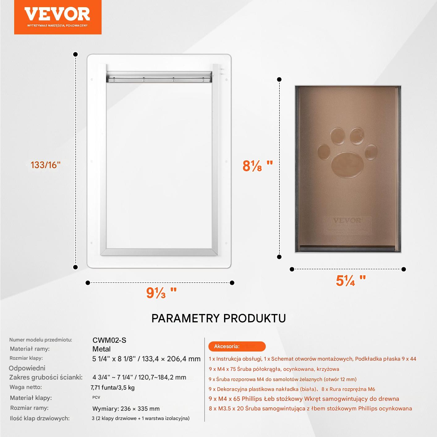 Klapa dla psa do drzwi z zamkiem – aluminiowa rama na 3 magnesy mała - obrazek 2