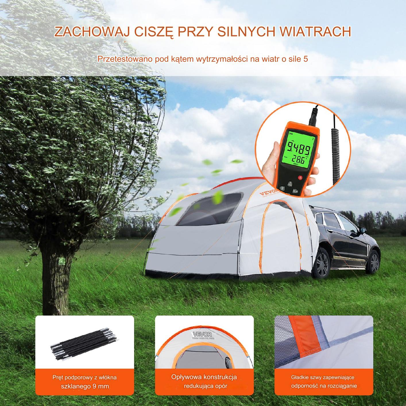 Namiot Kempingowy Samochodowy Przestronny do SUVów – 240 x 240 cm - obrazek 7