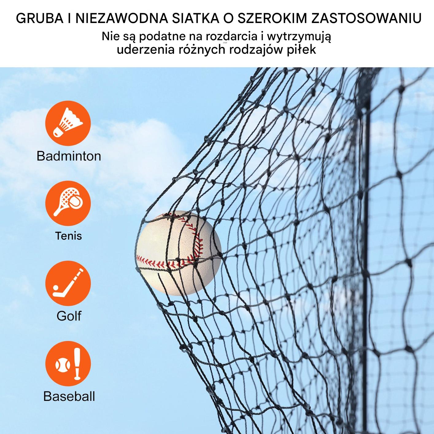 Siatka do baseballu 21,7m treningowa przenośna z drzwiami PE profesjonalna - obrazek 3