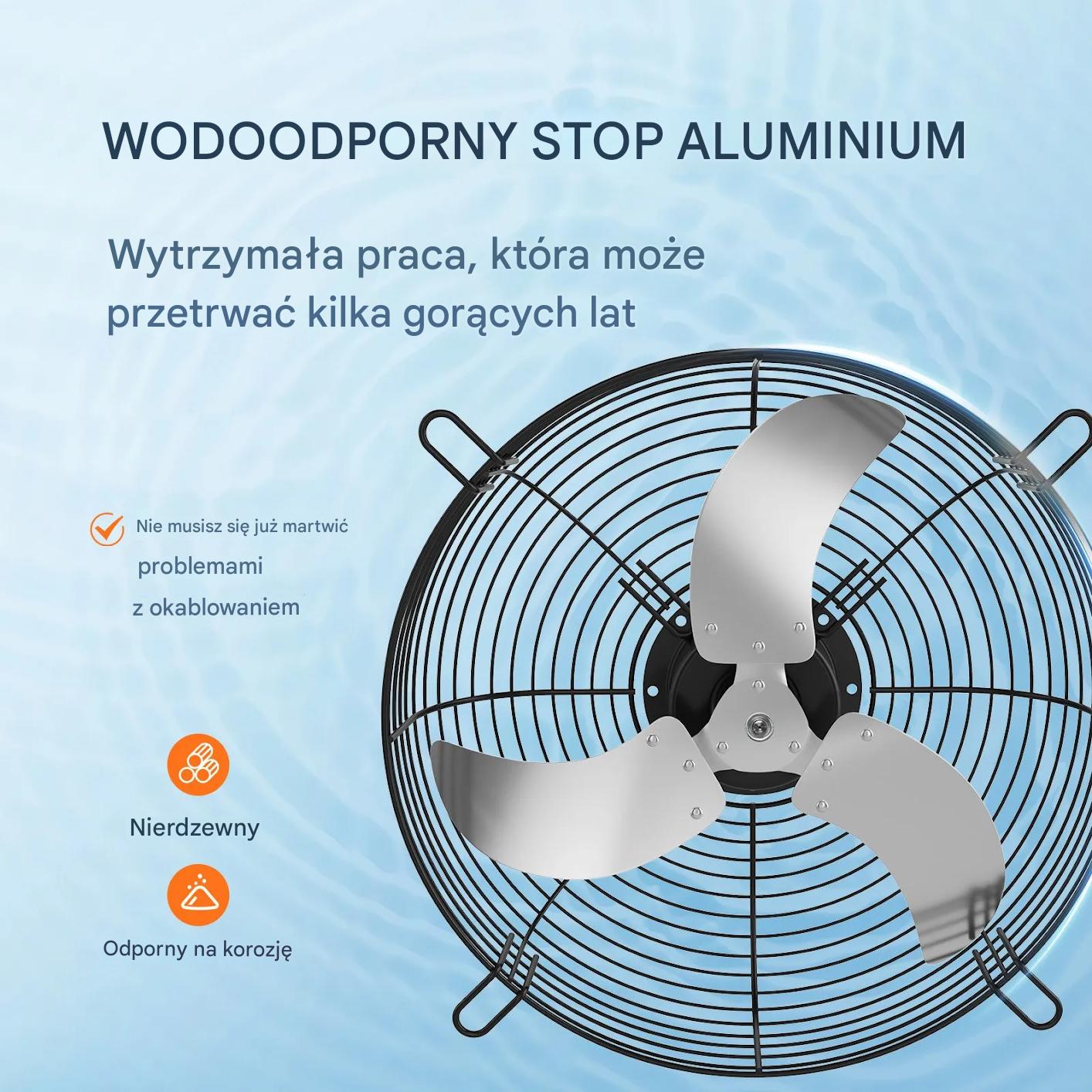 Wentylator wyciągowy 610 mm 1400RPM 2892CFM aluminiowy do garażu/szklarni - obrazek 5