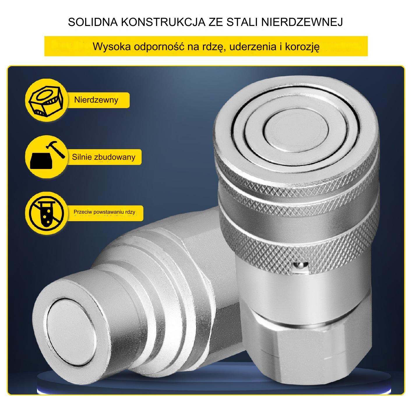 Szybkozłącze hydrauliczne zawór wtyczka - gniazdo 8 par 1/2" - obrazek 4