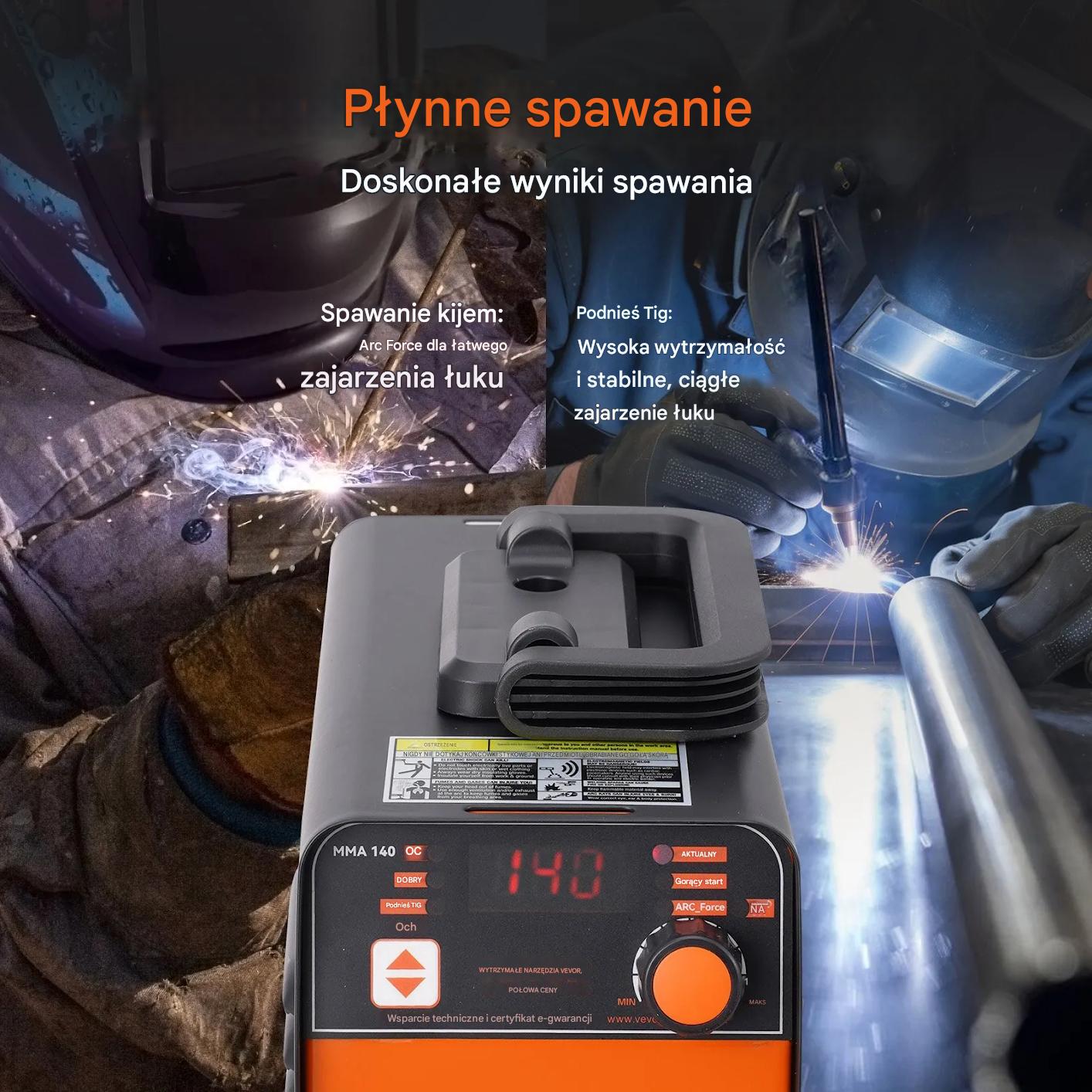 Spawarka inwertorowa 220V 140A MMA TIG LED przenośna z funkcją Hot Start - obrazek 4