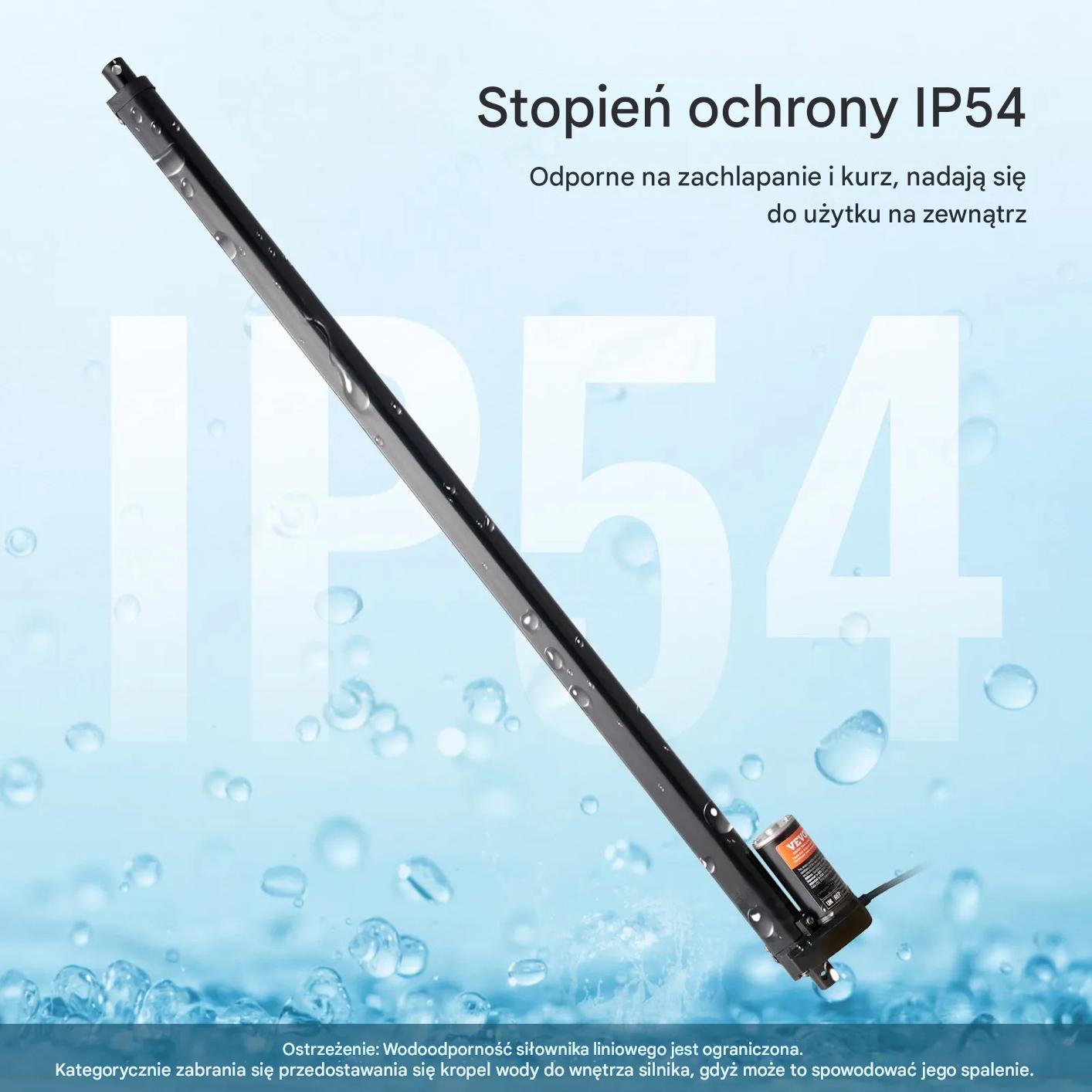 Siłownik liniowy 12V 50,8 cm 1000N szybki IP54 – do automatyki - obrazek 4