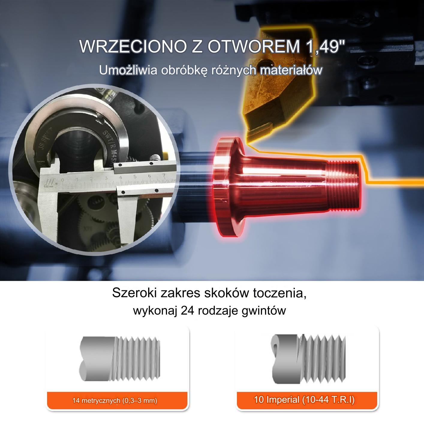 Tokarka do metalu 21x75cm 750W 0-2500obr/min bezszczotkowa zestaw narzędzi - obrazek 4