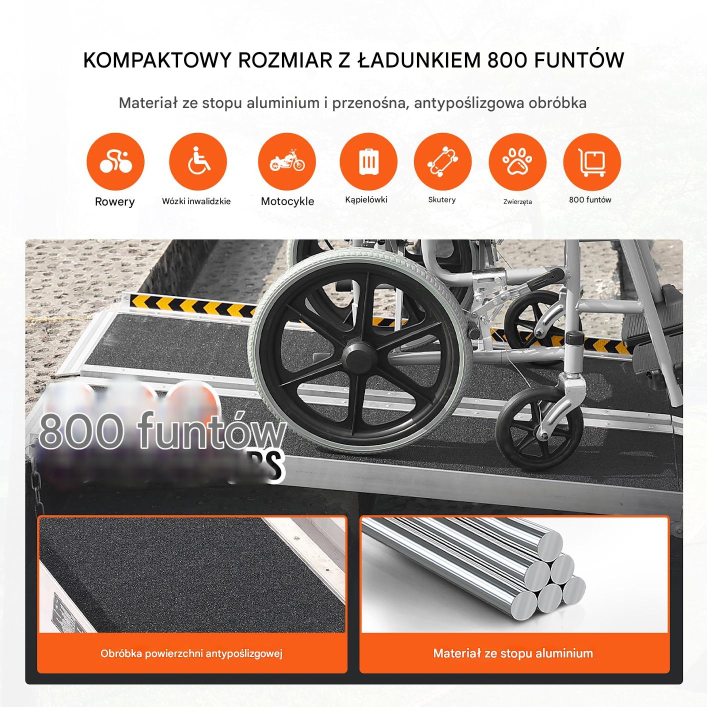 Rampa najazd dla wózków inwalidzkich 2,4 m 360 kg – aluminiowa składana - obrazek 3